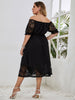 Women's Plus Size 4XL Midi Dress Slash Neck Black 2023 Summer Loose Elegant Ladies Autumn Clothing Oversized Big Size Dresses