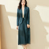 Women's Spring Autumn Business Suits Korean Office Lady Graceful Green Blazer Mesh Midi Skirts Two Piece Set OL Jacket Outfits