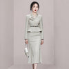 Women's Suits Set 2 Elegant Pieces Blazer Coat & Mermaid Midi Skirts Women Fall Outfits Women Office Work Skirts Sets