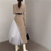 Womens Blazer Suits Sets Short Jacket Blazer Midi Skirts Sets Spring Office Ladies High Waist Tulle Long Skirt for Women Clothes