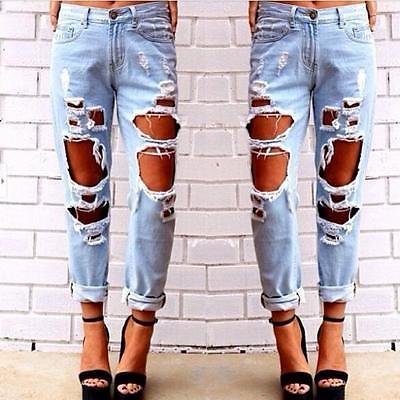 Womens Ladies Skinny Faded Ripped Casual Slim Fit Cool Denim Cotton Jeans Skinny Faded Ripped Casual Slim Fit Cool Denim Jeans