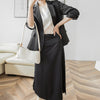 comfortable loose office lady skirt suits solid Satin suit and long a-line skirt  work style skirt suits