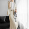 comfortable loose office lady skirt suits solid Satin suit and long a-line skirt  work style skirt suits