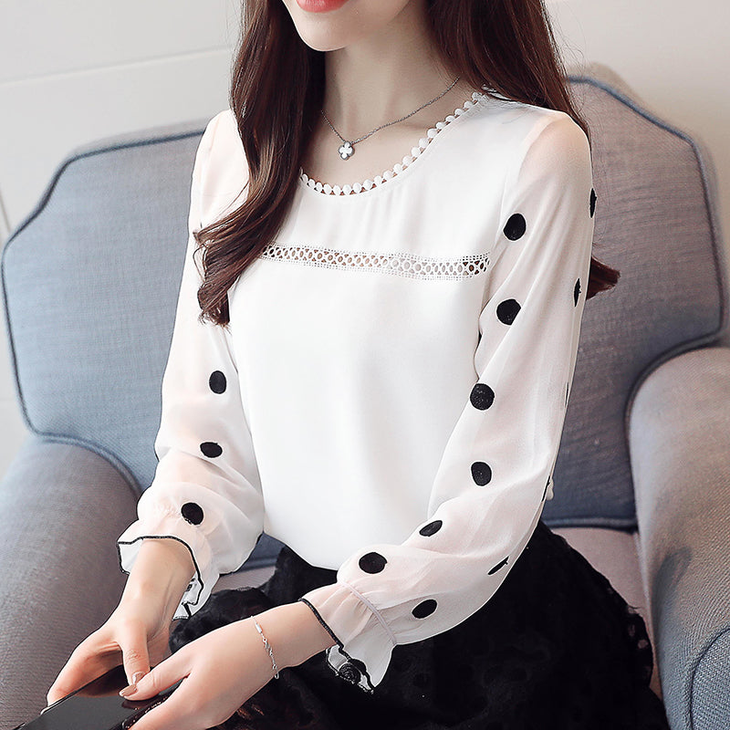 Fashion Women Shirt Loose Polka DOT Blouse Office Lady Clothing - China Women  Shirt and Long Sleeved Shirt price