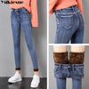 streetwear Women's pencil pants skinny jeans women jean femme mom denim jeans woman high waist 2022 winter thick warm trousers