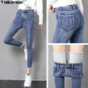 streetwear Women's pencil pants skinny jeans women jean femme mom denim jeans woman high waist 2022 winter thick warm trousers