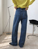 woman cotton straight blue long jeans