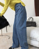 woman cotton straight blue long jeans