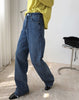 woman cotton straight blue long jeans